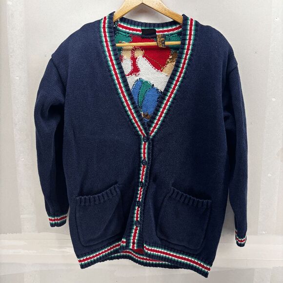 VTG Liz Sport Golf Cardigan Ugly Sweater Contest Winner Ramie Cotton Size M - Picture 4 of 6